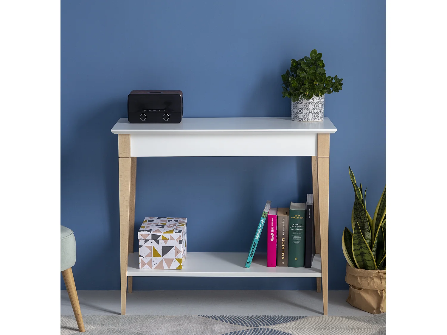 Kleiner Konsolentisch Mit Ablage 65 x 35 cm Mimo Braun Beige