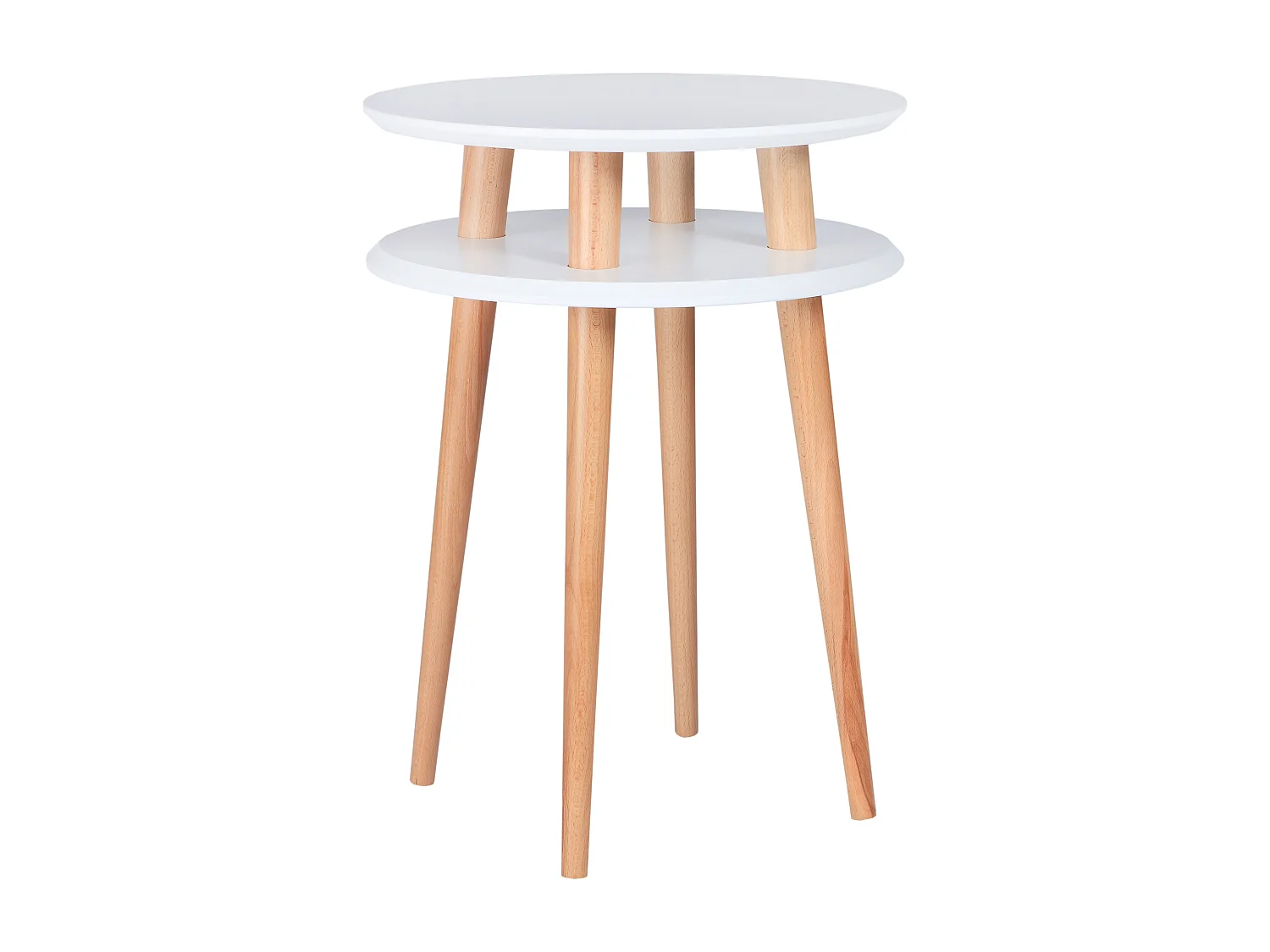 Zweistöckiger Beistelltisch Durchmesser 45 cm x Höhe 61 cm  Ufo Weiß