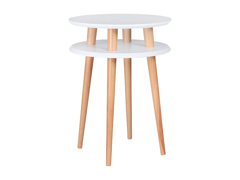 Zweistöckiger Beistelltisch Durchmesser 45 cm x Höhe 61 cm  Ufo Weiß