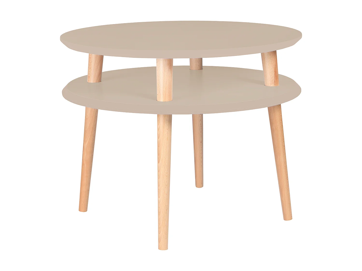 Zweistufiger Couchtisch Durchmesser 57 cm x Höhe 45 cm Ufo Braun Beige