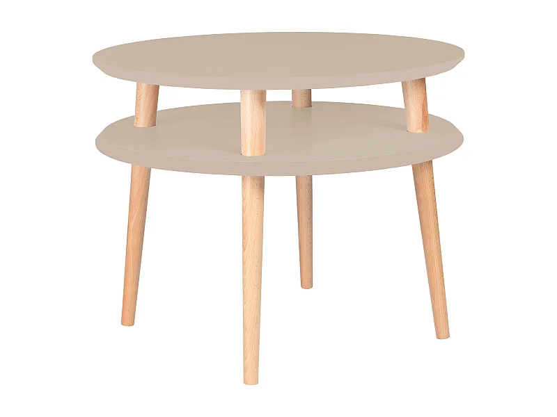 Zweistufiger Couchtisch Durchmesser 57 cm x Höhe 45 cm Ufo Braun Beige