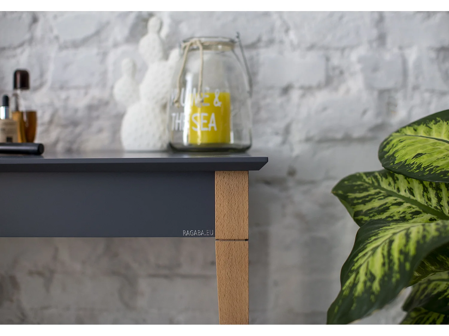 Kleiner Konsolentisch Mit Ablage 85 x 35 cm Mimo Perlweiß