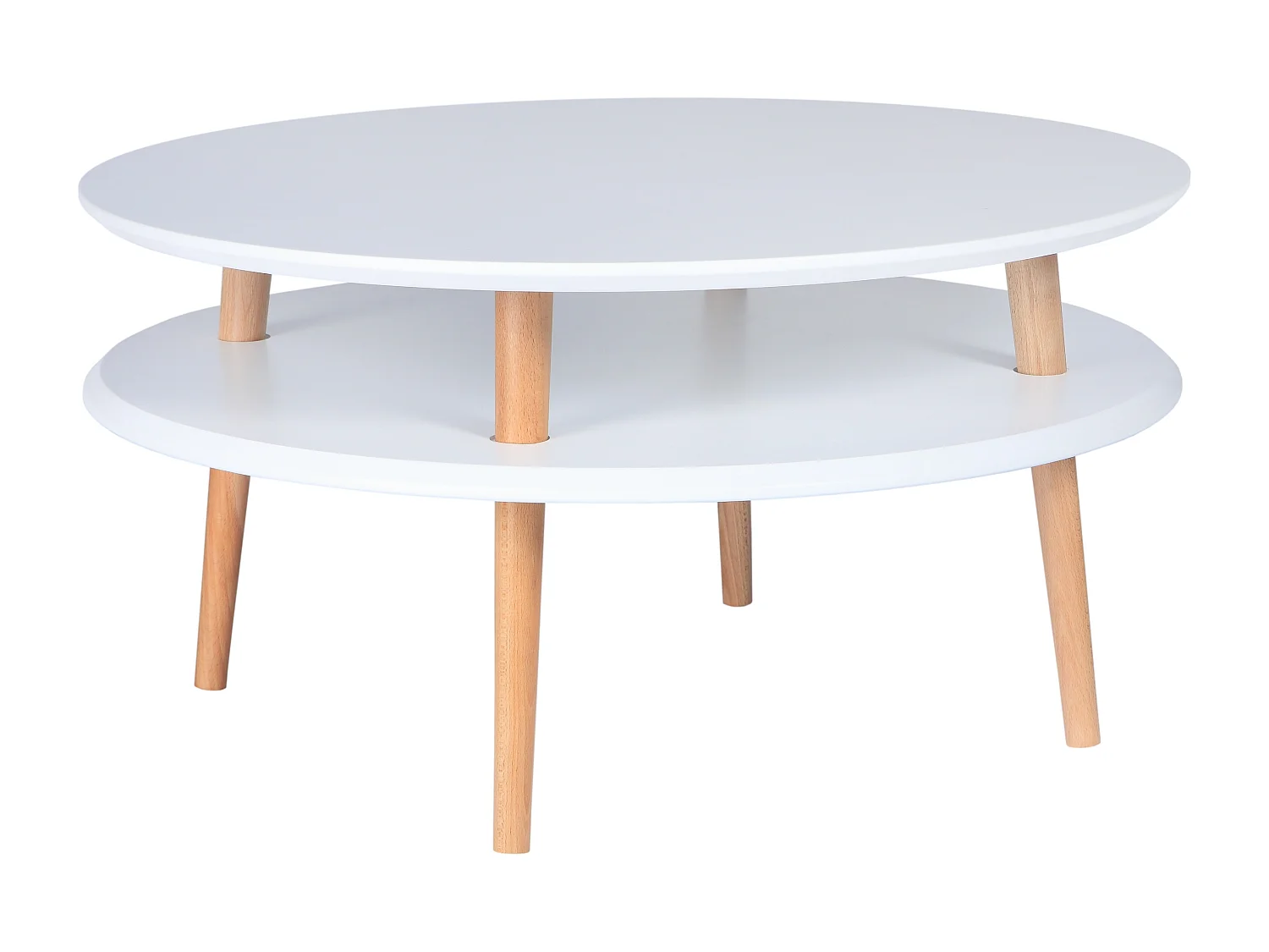 Zweistöckiger Couchtisch Durchmesser 70 cm x Höhe 45 cm Ufo Salbeigrün