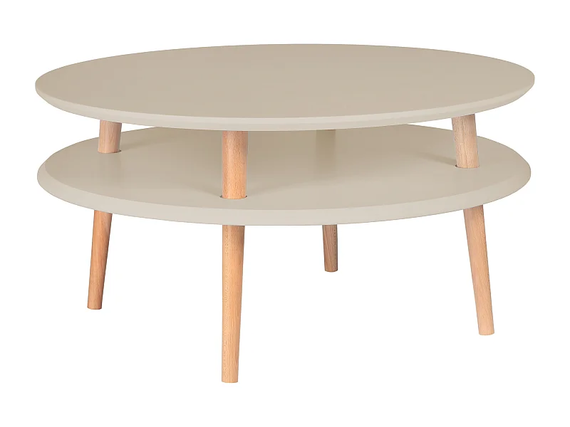 Zweistöckiger Couchtisch Durchmesser 70 cm x Höhe 35 cm Ufo Braun Beige