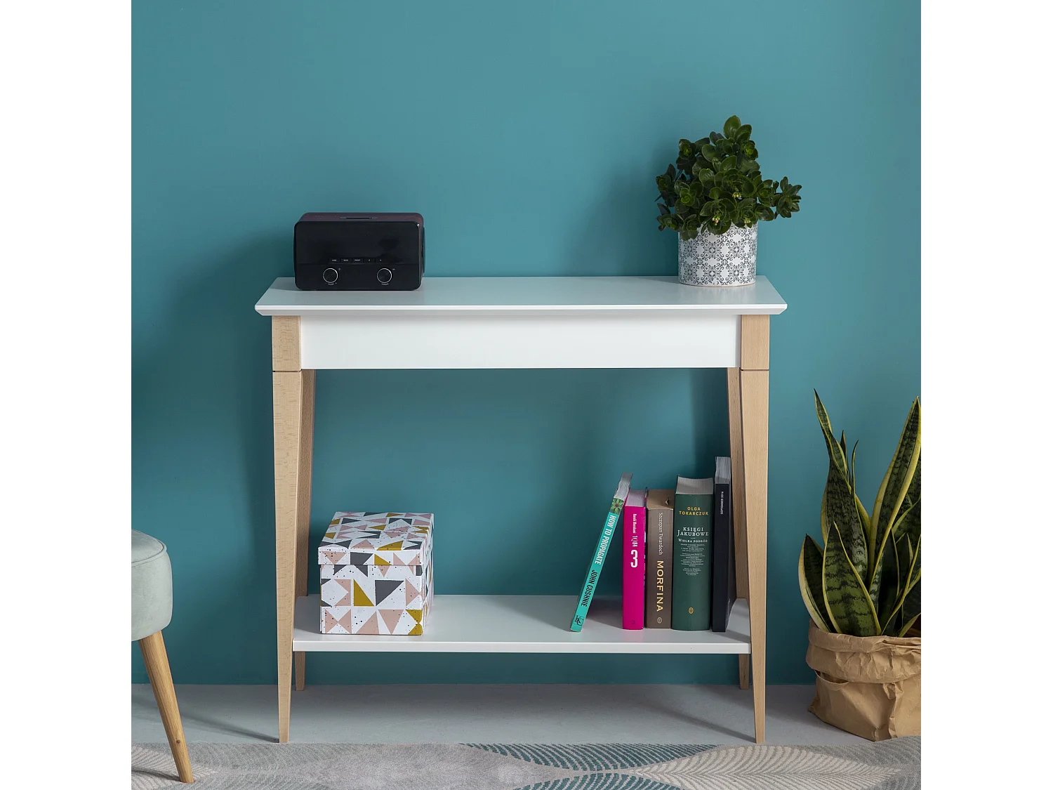 Kleiner Konsolentisch Mit Ablage 85 x 35 cm Mimo  Salbeigrün