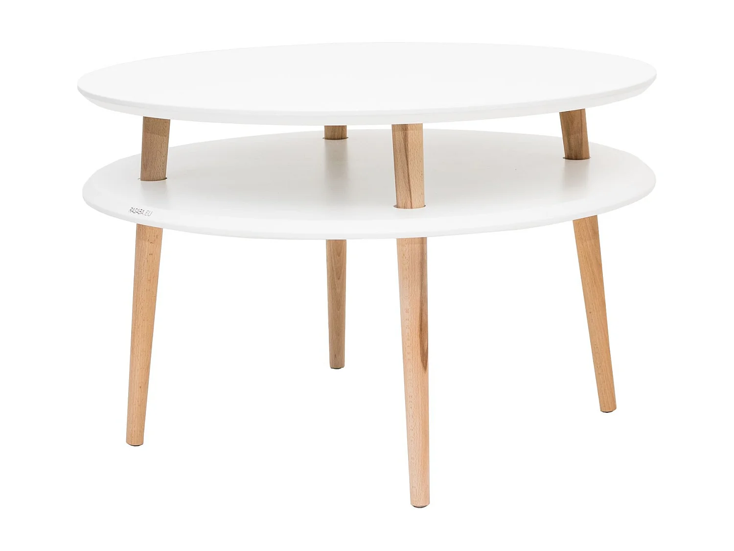 Zweistöckiger Couchtisch Durchmesser 70 cm x Höhe 45 cm Ufo Weiß