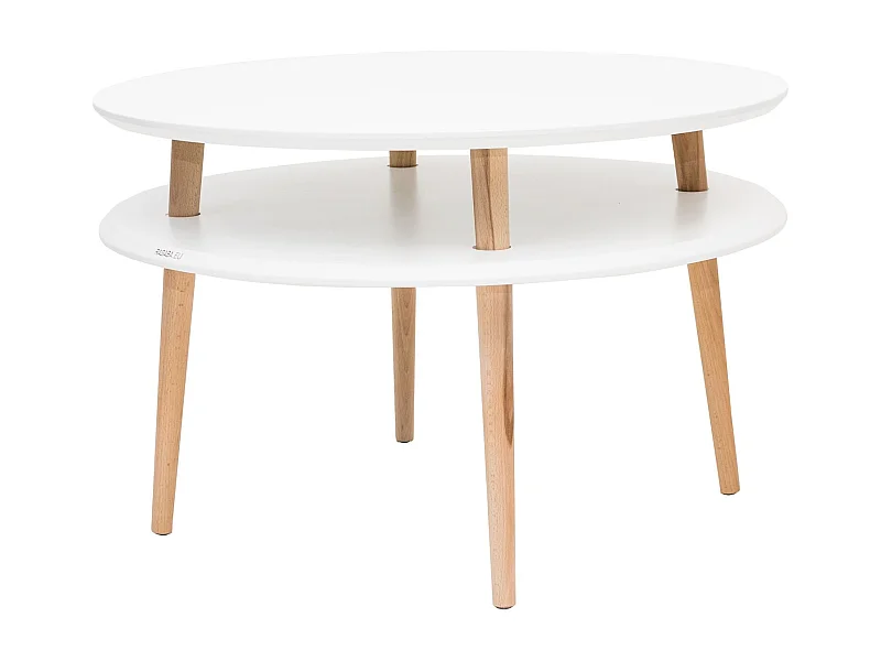 Zweistöckiger Couchtisch Durchmesser 70 cm x Höhe 45 cm Ufo Weiß