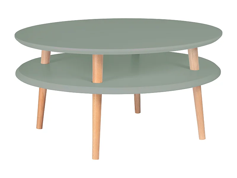 Zweistöckiger Couchtisch Durchmesser 70 cm x Höhe 35 cm Ufo Salbeigrün
