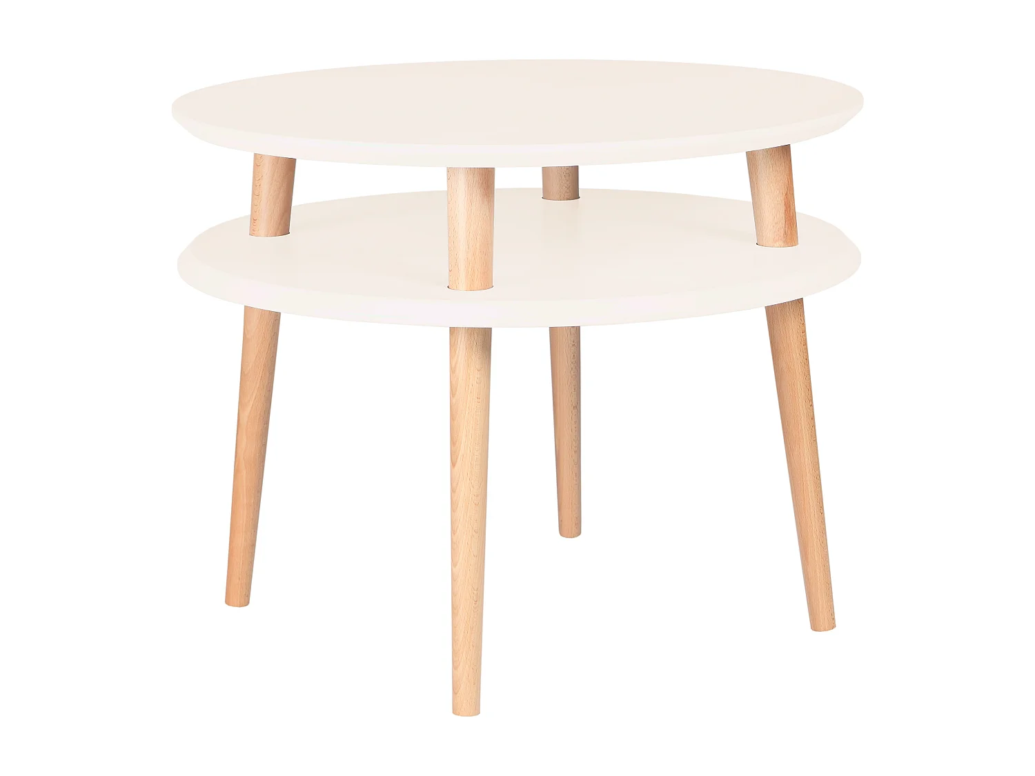 Zweistufiger Couchtisch Durchmesser 57 cm x Höhe 45 cm Ufo Perlweiß