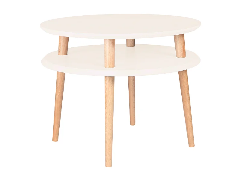 Zweistufiger Couchtisch Durchmesser 57 cm x Höhe 45 cm Ufo Perlweiß