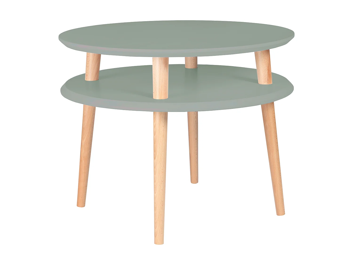 Zweistufiger Couchtisch Durchmesser 57 cm x Höhe 45 cm Ufo Salbeigrün
