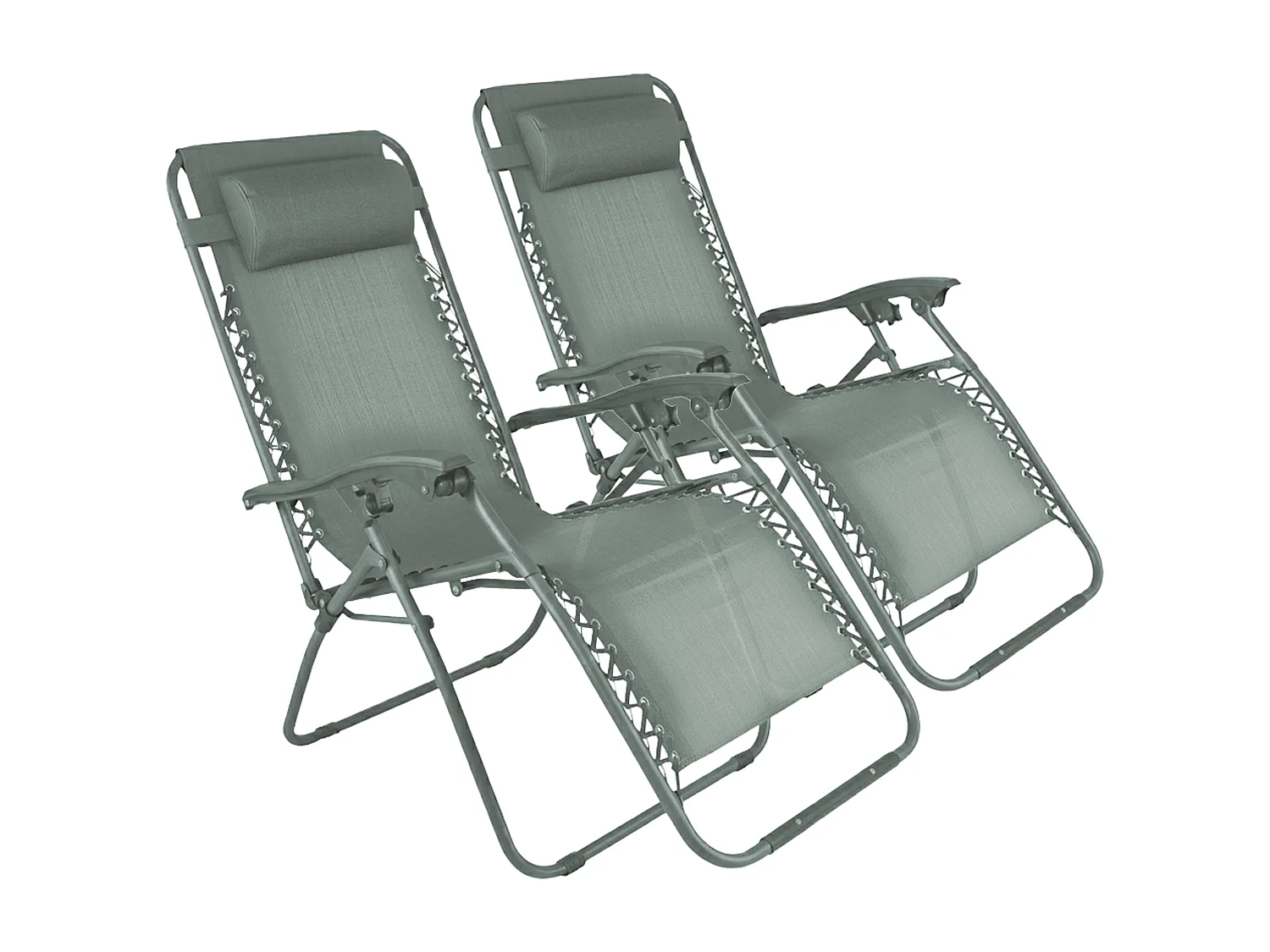 Lot de 2 fauteuils lounge inclinable en acier bleu foncé