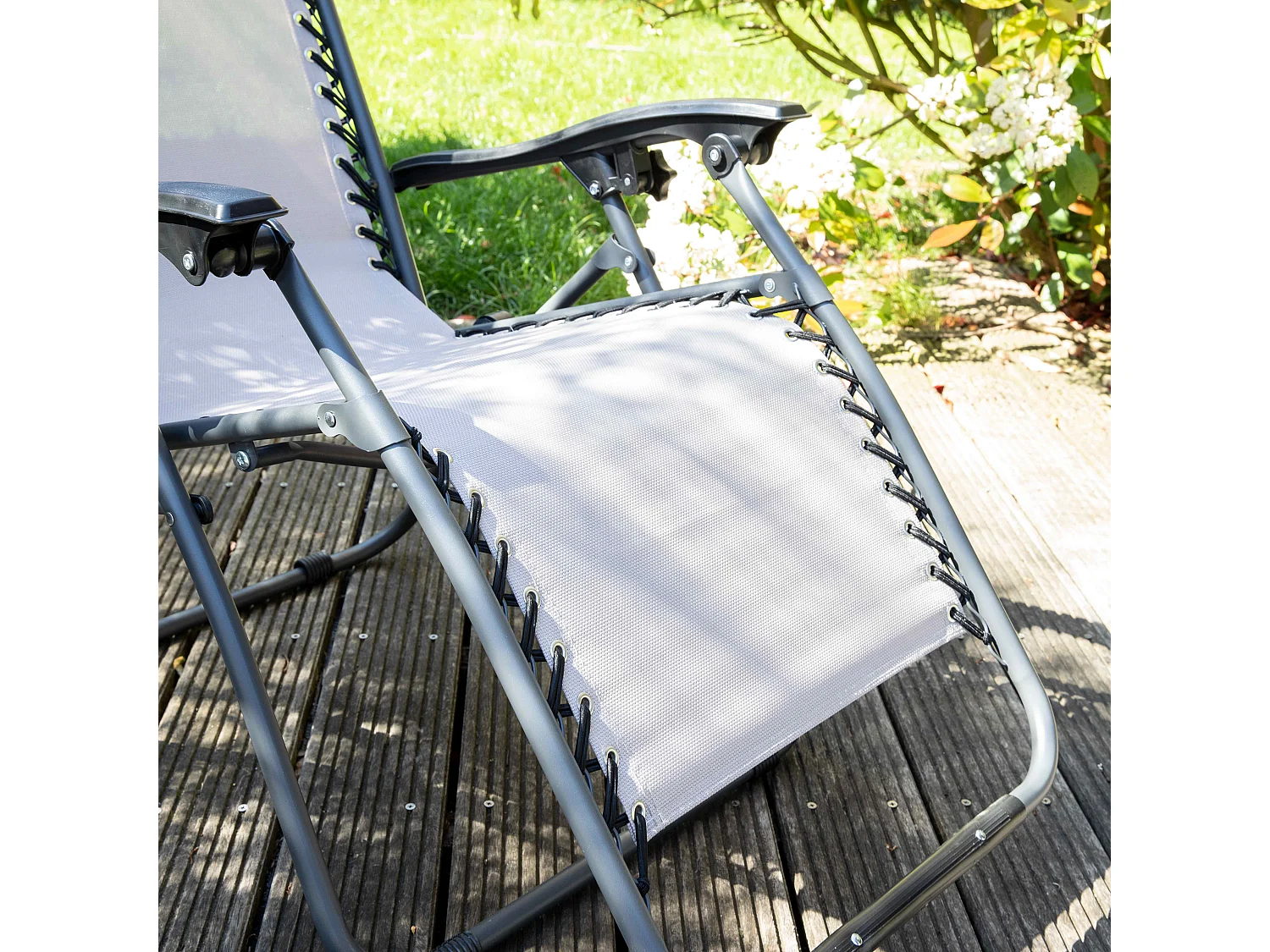 Lot de 2 fauteuils lounge inclinable en acier taupe