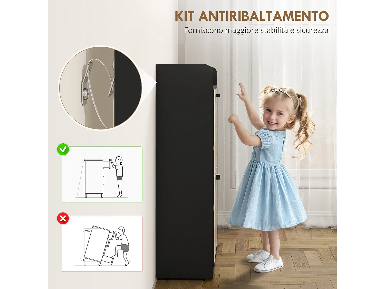 Scarpiera slim con 2 cassetti e 3 vani aperti per 15 scarpe nero