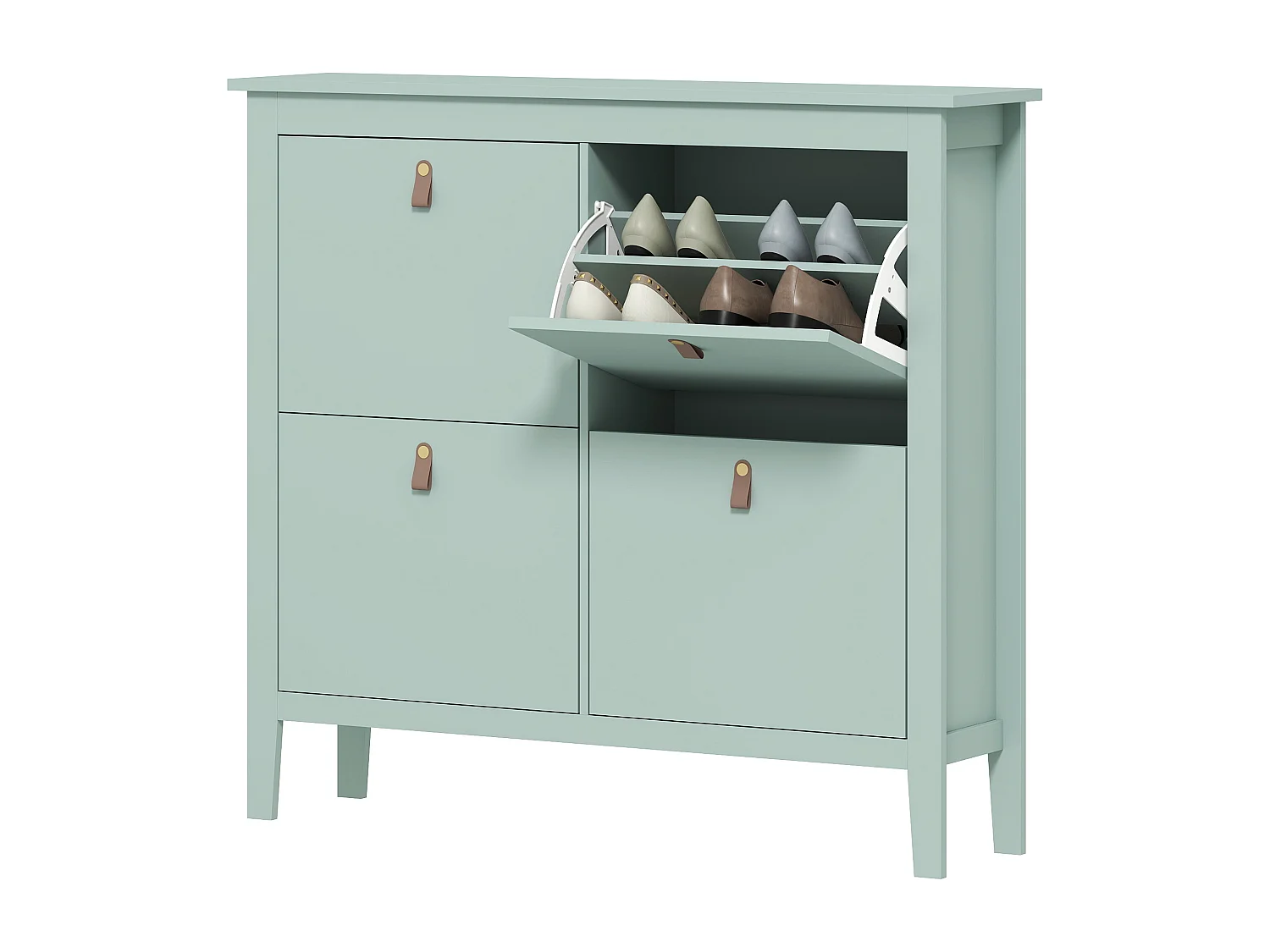 Scarpiera slim a 4 cassetti per 20 paia di scarpe regolabile verde