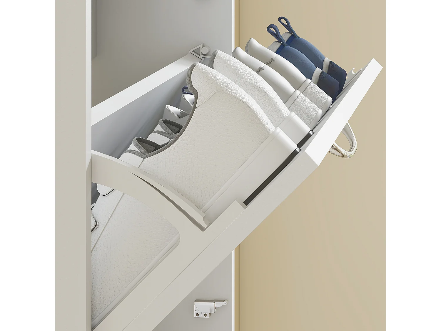 Mobile scarpiera a 5 ante 65x17x180.5 cm in legno bianco