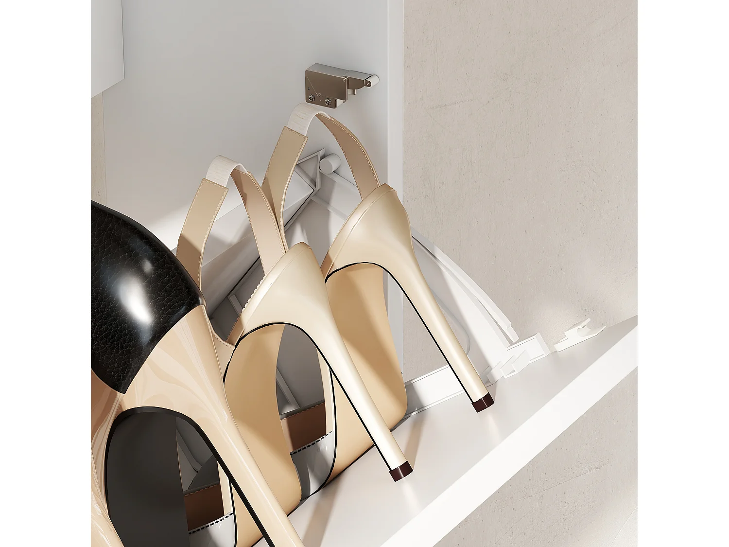 Mobile scarpiera a 4 ante a specchio 63x17x146 cm bianco