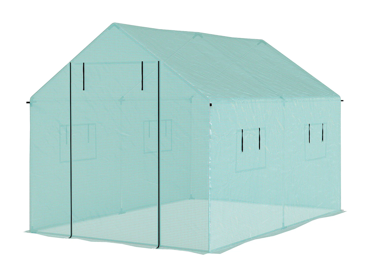 Serra a tunnel 2x3x2 m con tetto a punta in acciaio e pe verde