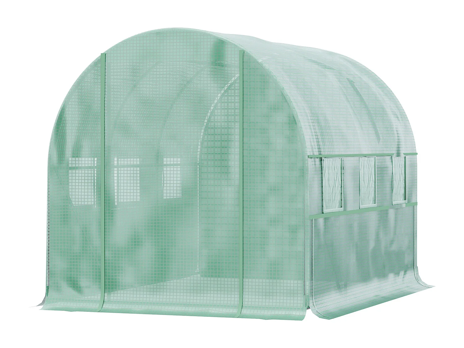 Serra a tunnel in pe e acciaio con porta e 6 finestre 3x2x2 m verde