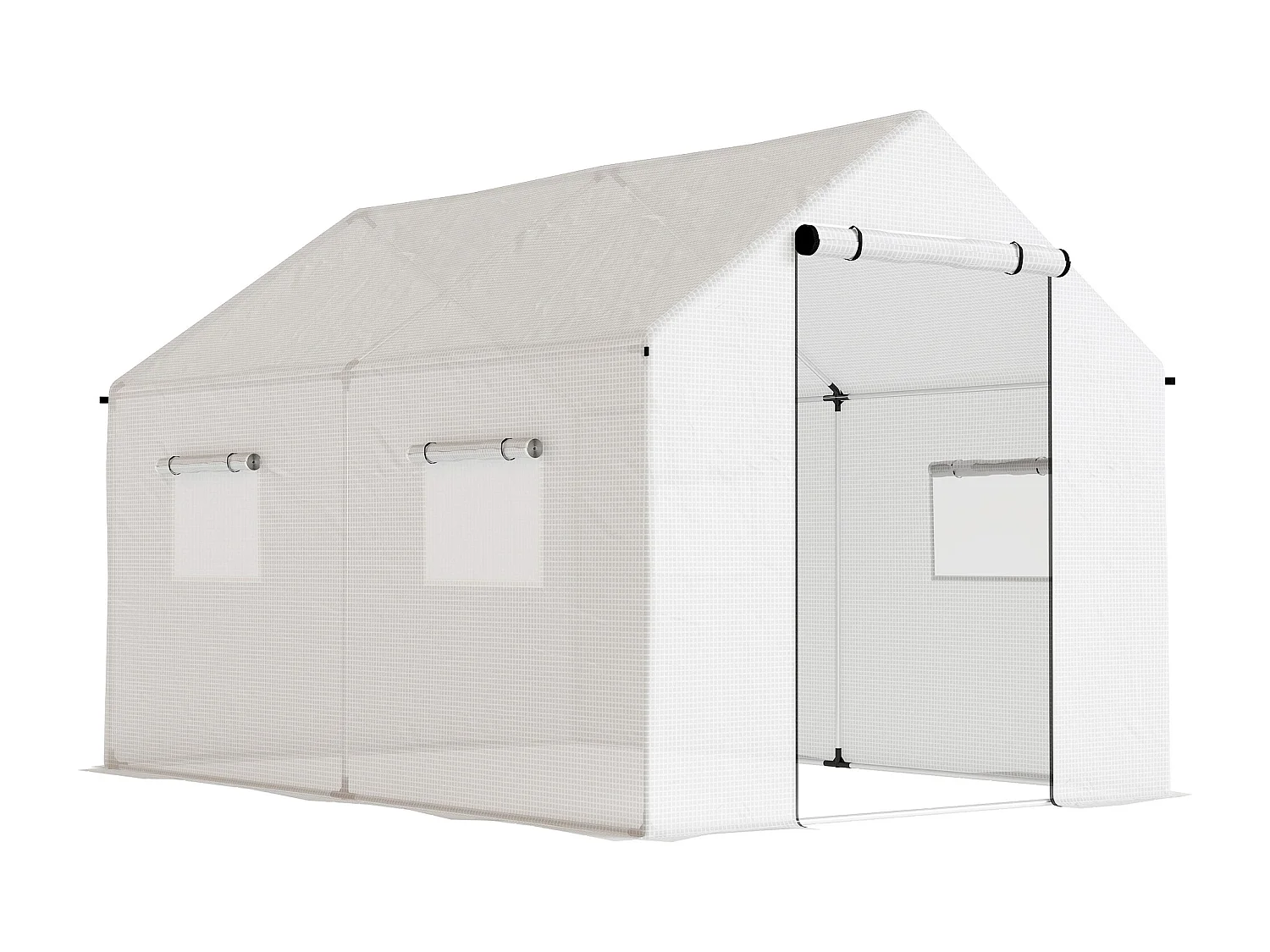 Serra a tunnel 2x3x2 m con tetto a punta in acciaio e pe bianco