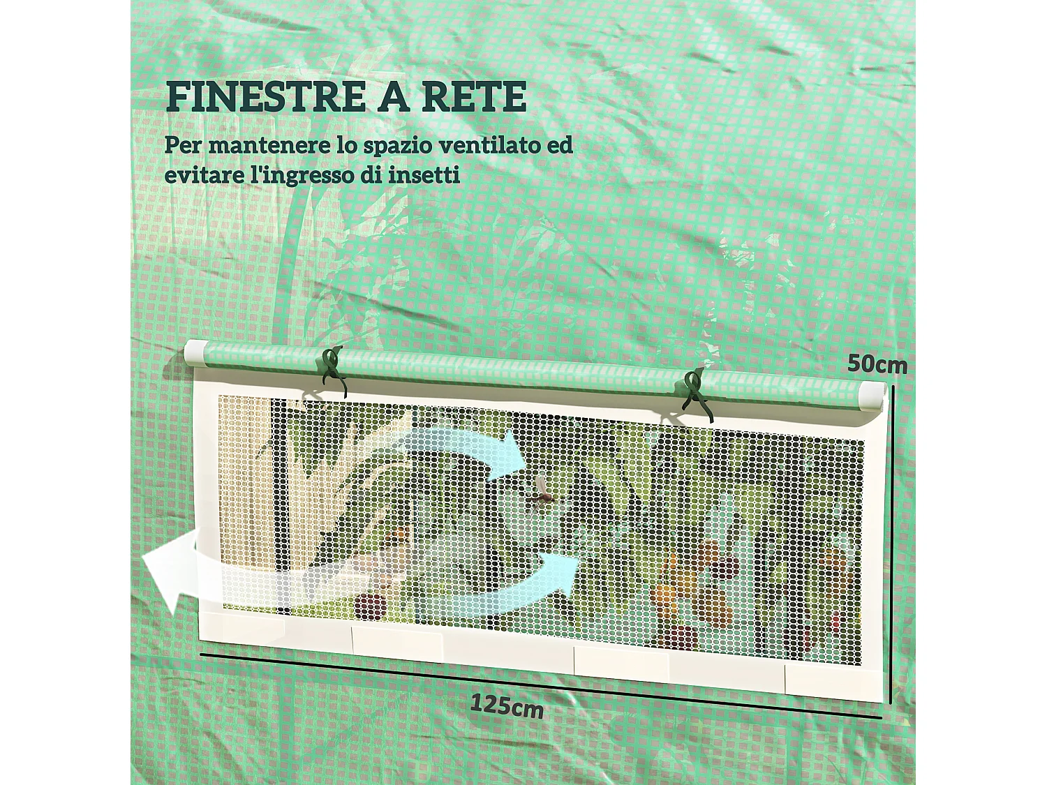 Serra a tunnel per orto 3x2x2 m in acciaio e pe anti uv verde