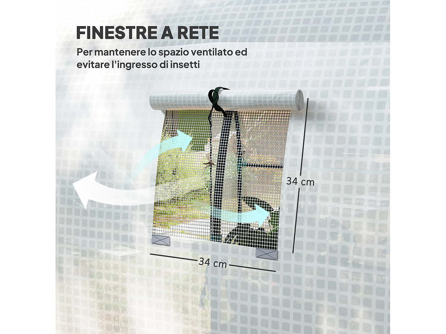 Serra a tunnel per orto con copertura bianca in PE e acciaio