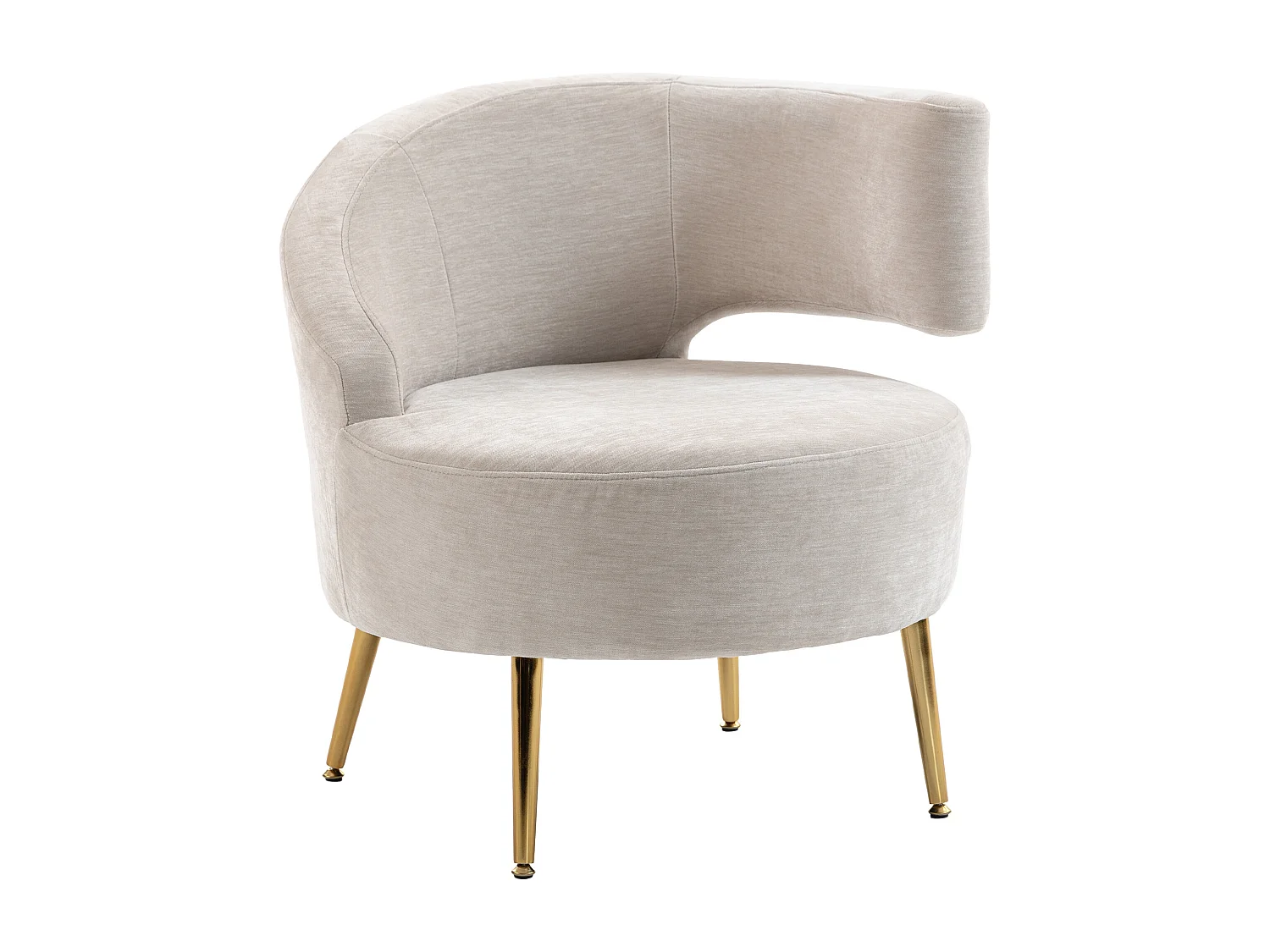 Sedia moderna con schienale ad arco rivestita in chenille bianco crema