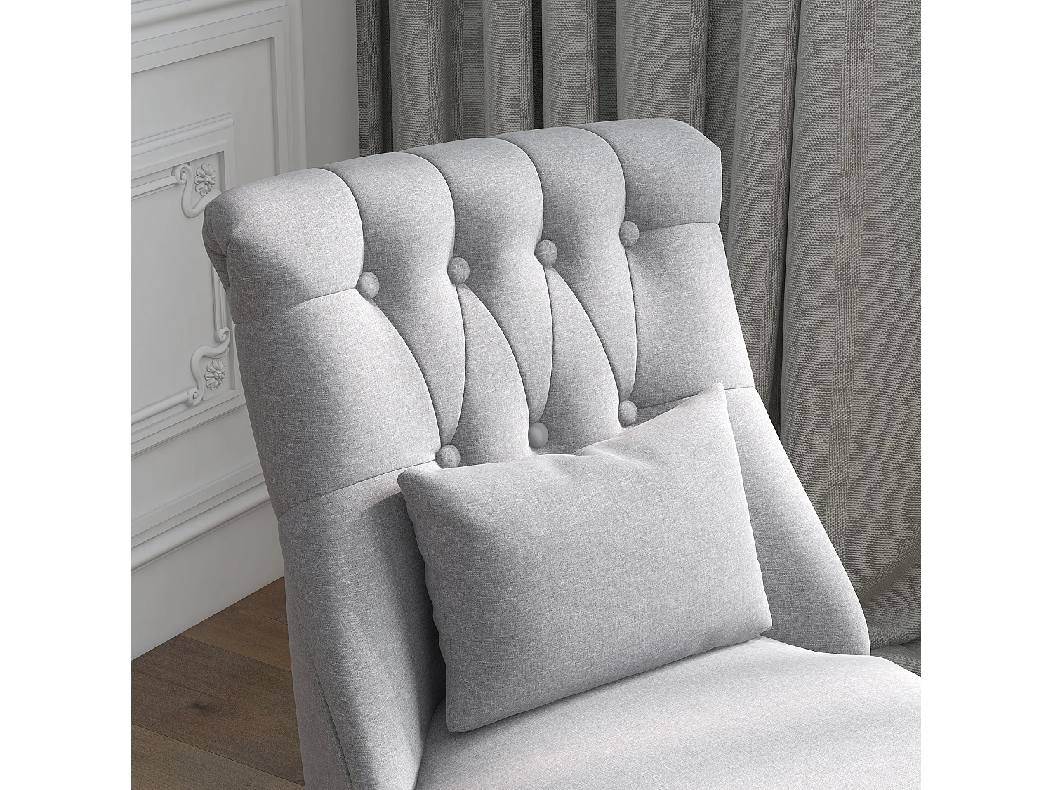 Poltrona da soggiorno vintage con cuscino e piedini antiscivolo grigio