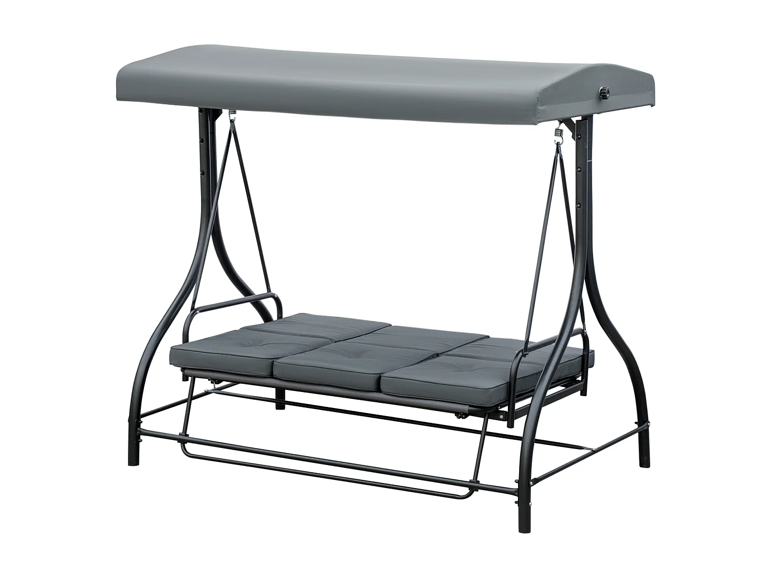 Dondolo da giardino 3 posti convertibile in letto con tettuccio grigio