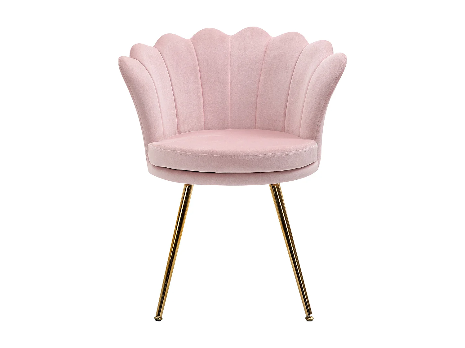 Poltrona imbottita a conchiglia stile vintage in velluto rosa e oro