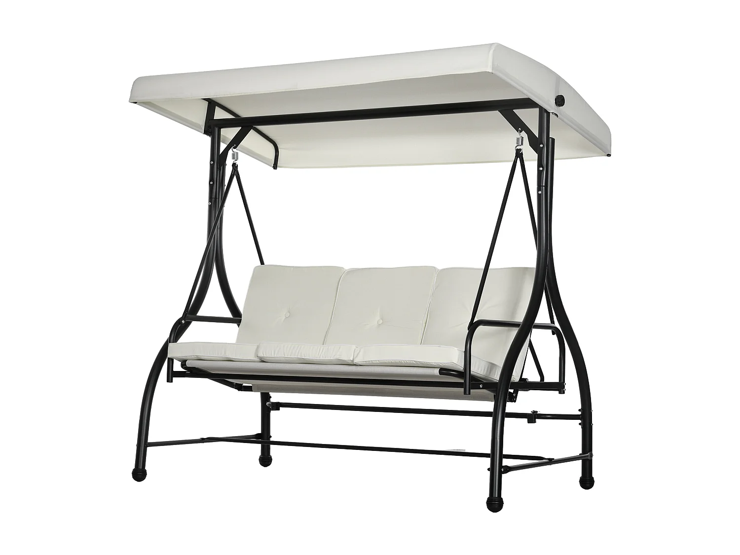 Dondolo letto da giardino 3 posti con tettuccio regolabile crema nero