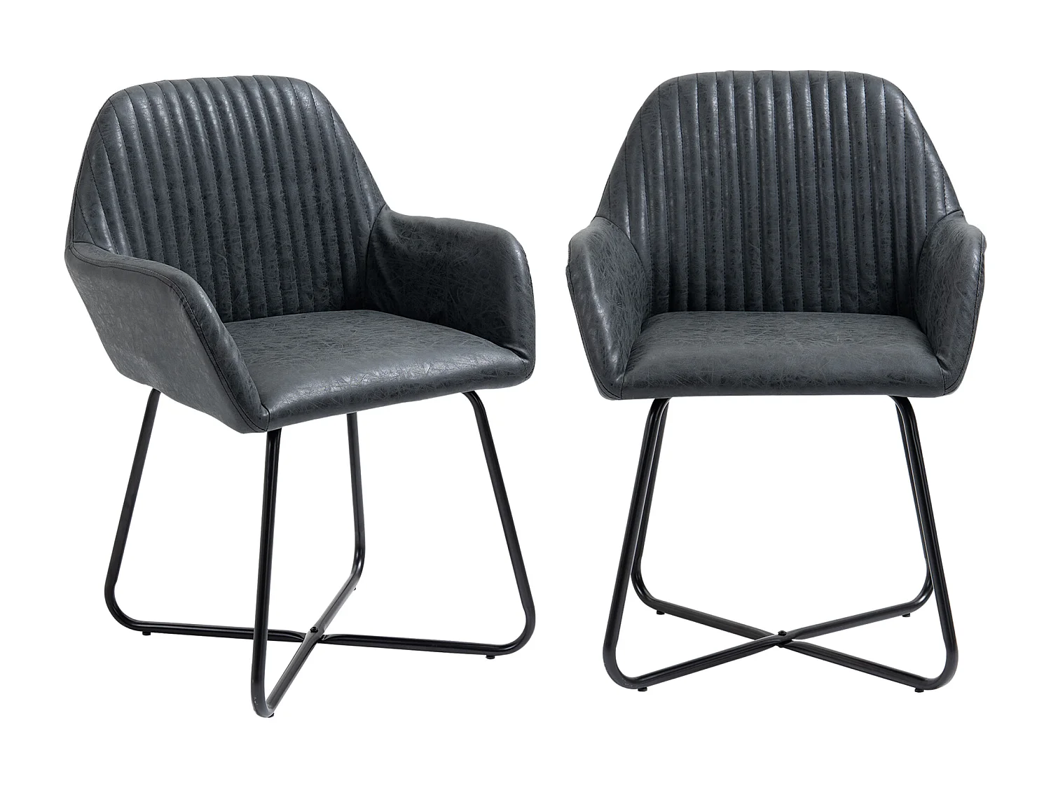 Set 2 sedie moderne sala da pranzo similpelle nera 60x56.5x85cm