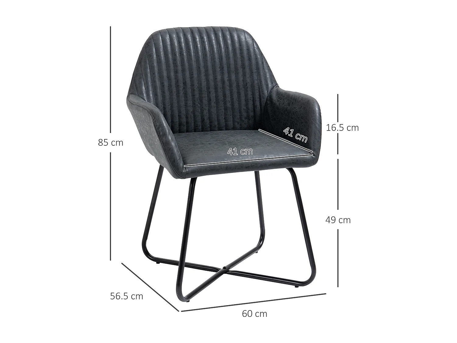 Set 2 sedie moderne sala da pranzo similpelle nera 60x56.5x85cm