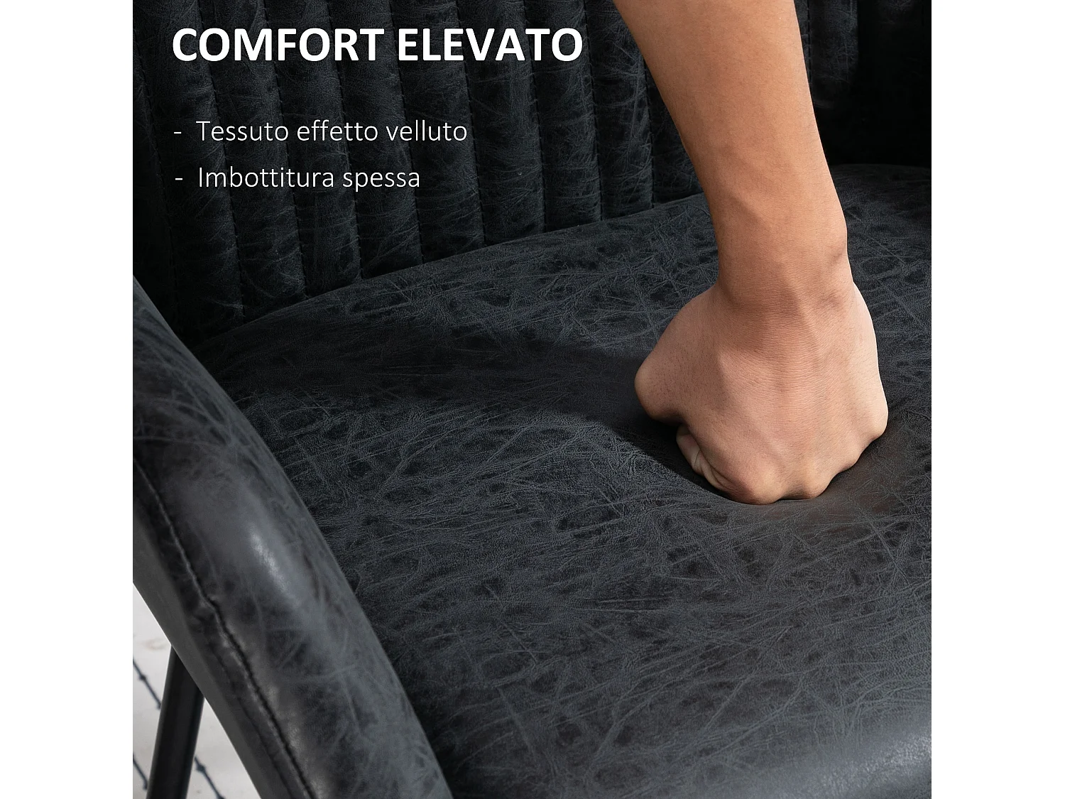 Set 2 sedie moderne sala da pranzo similpelle nera 60x56.5x85cm