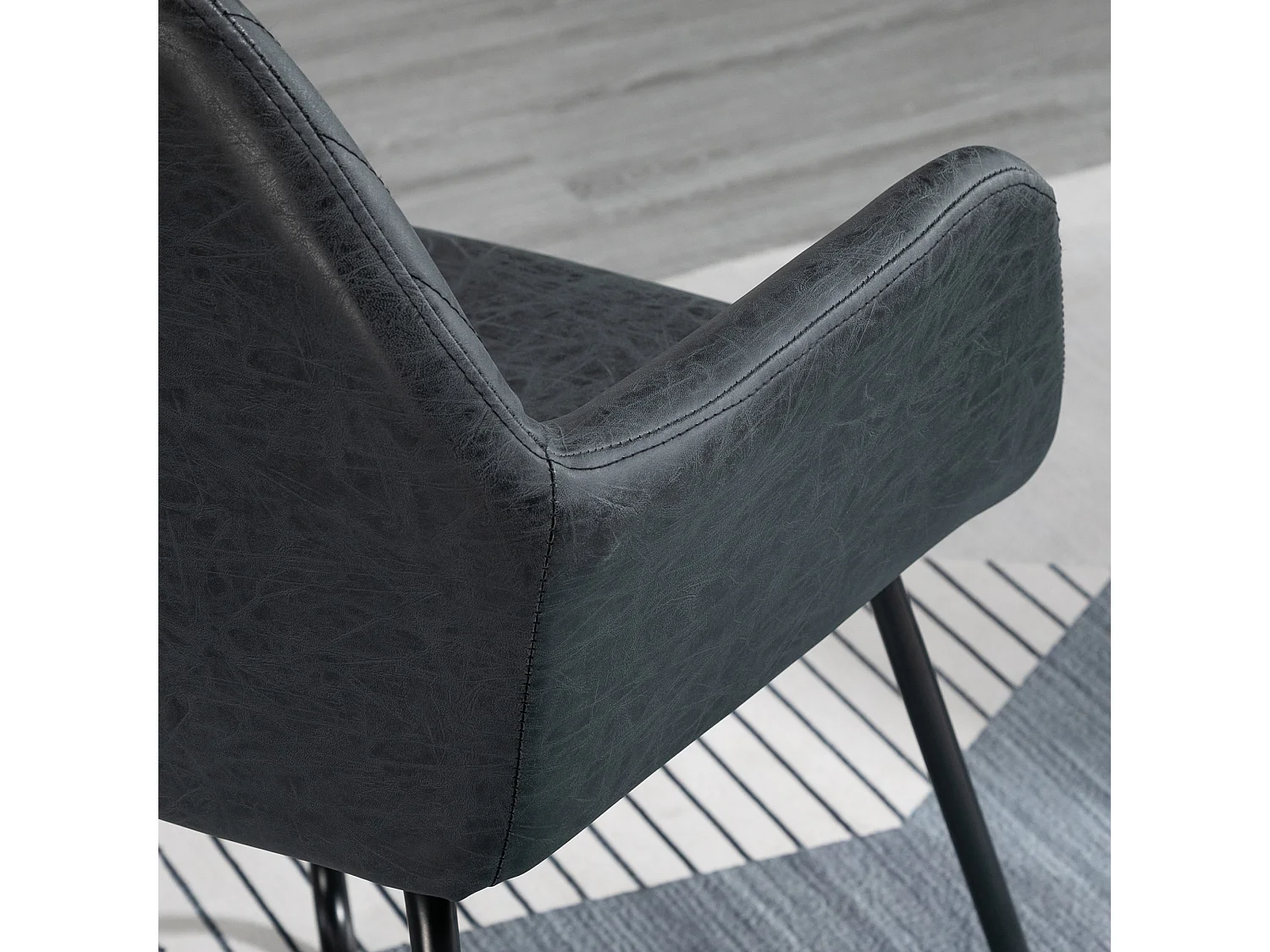 Set 2 sedie moderne sala da pranzo similpelle nera 60x56.5x85cm