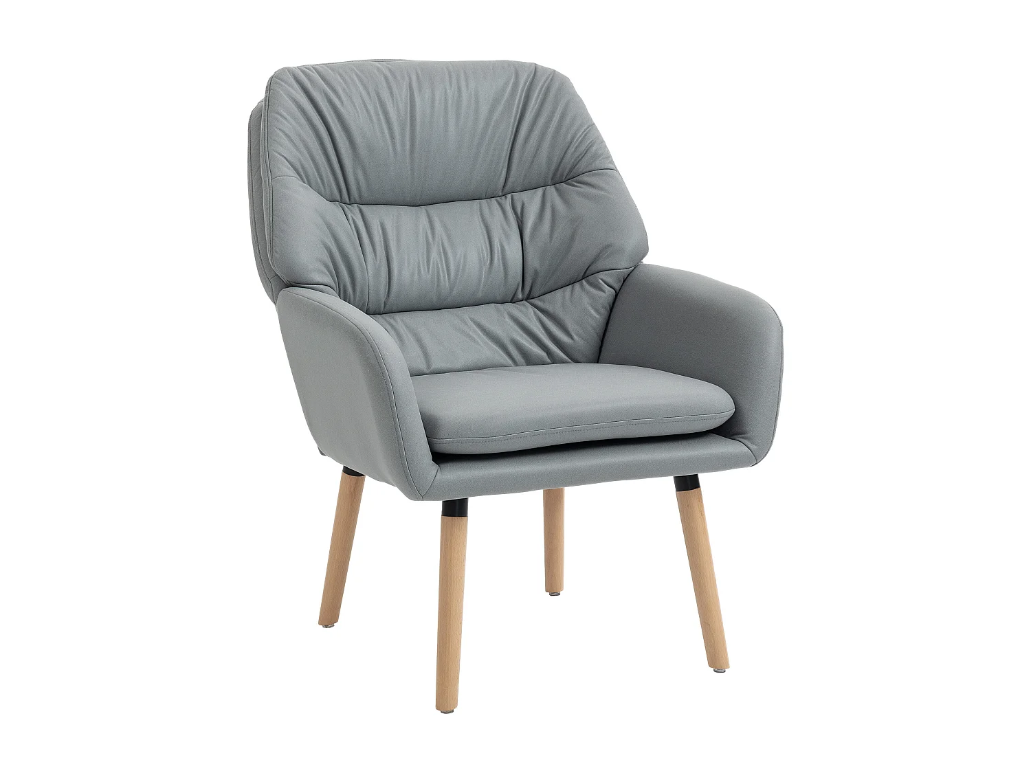 Poltrona moderna con schienale alto imbottito effetto pelle grigio