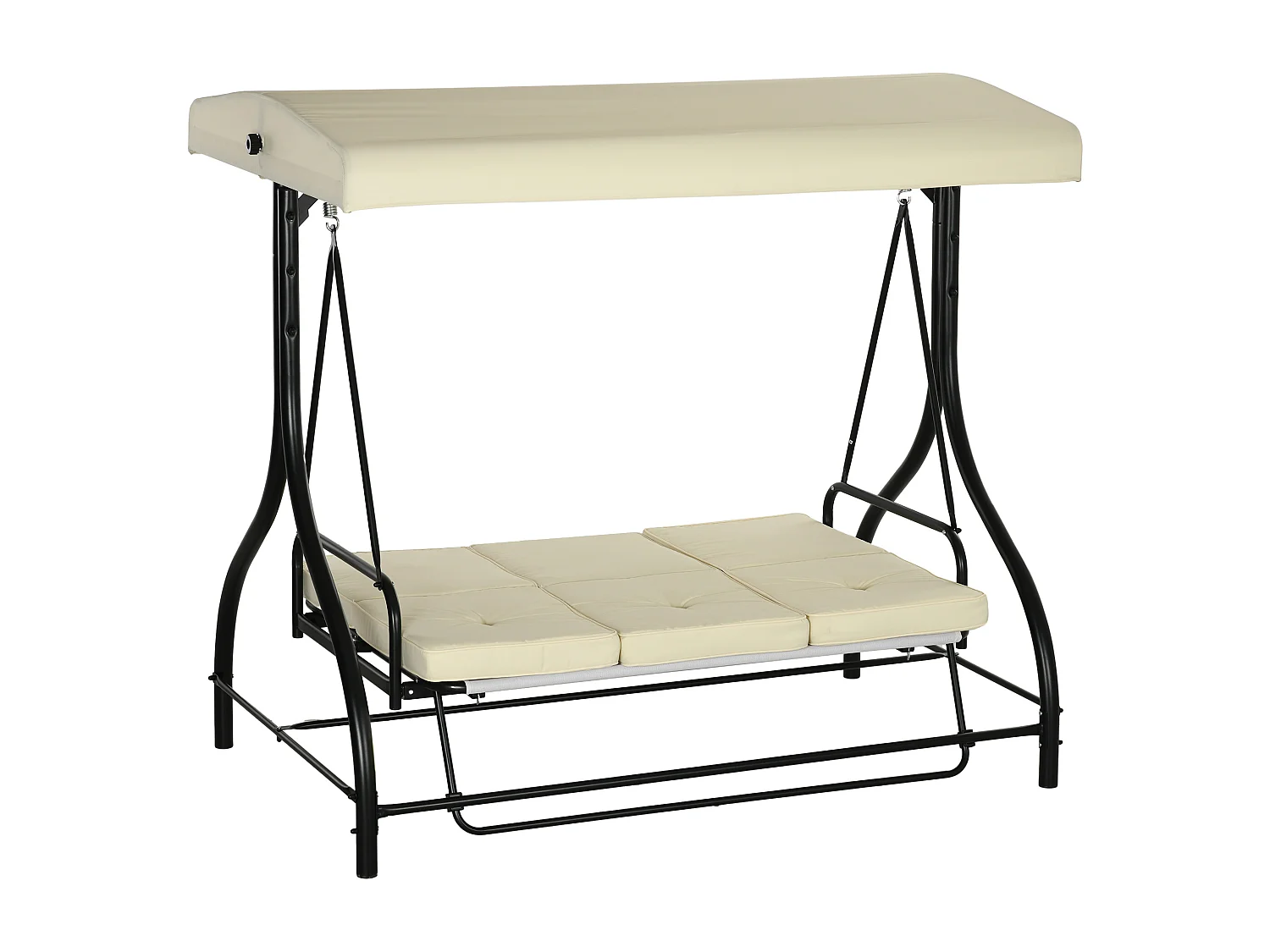 Dondolo letto da giardino 3 posti con tettuccio beige