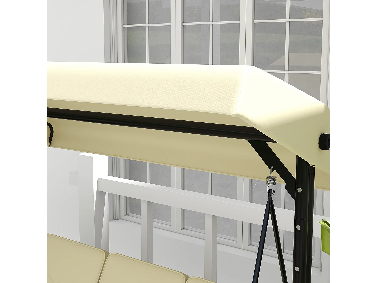 Dondolo letto da giardino 3 posti con tettuccio beige