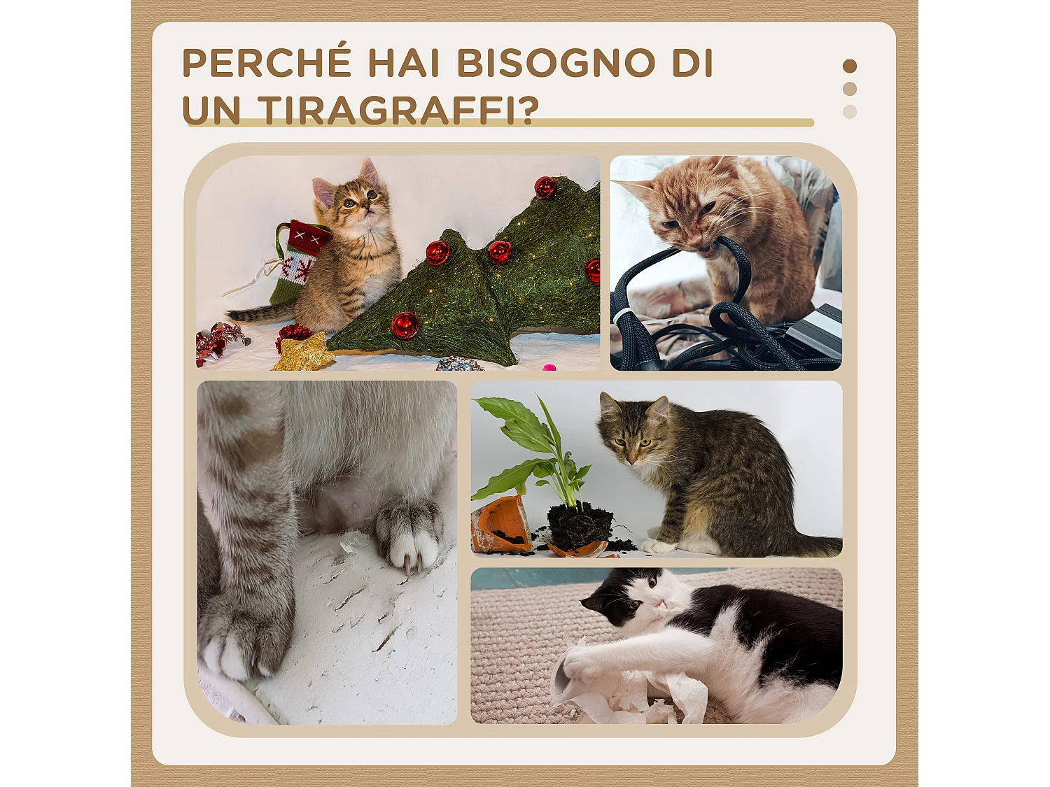 Albero tiragraffi per gatti con casetta, 2 lettini, amaca e pallina