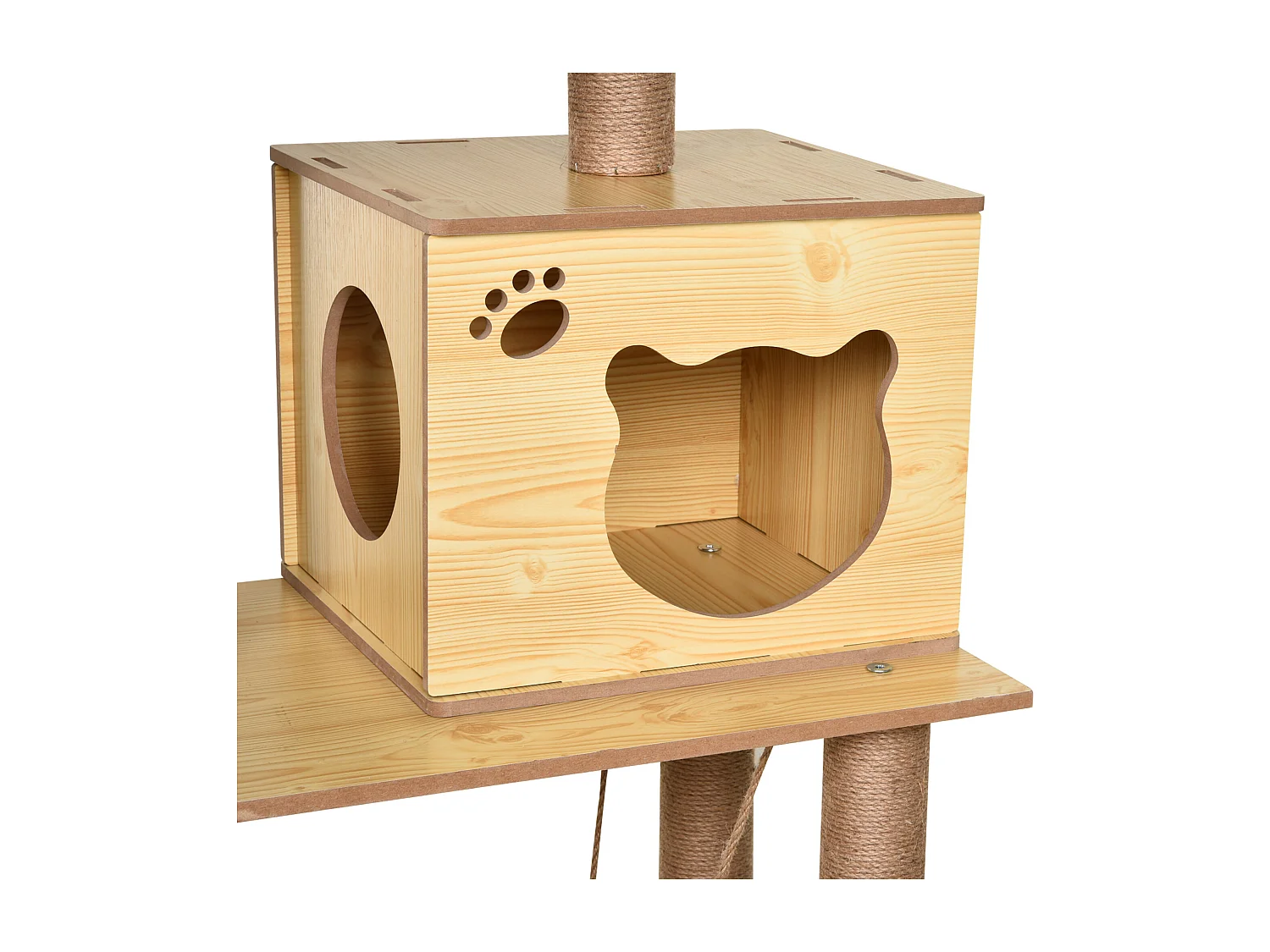 Albero tiragraffi per gatti con casetta, 2 lettini, amaca e pallina