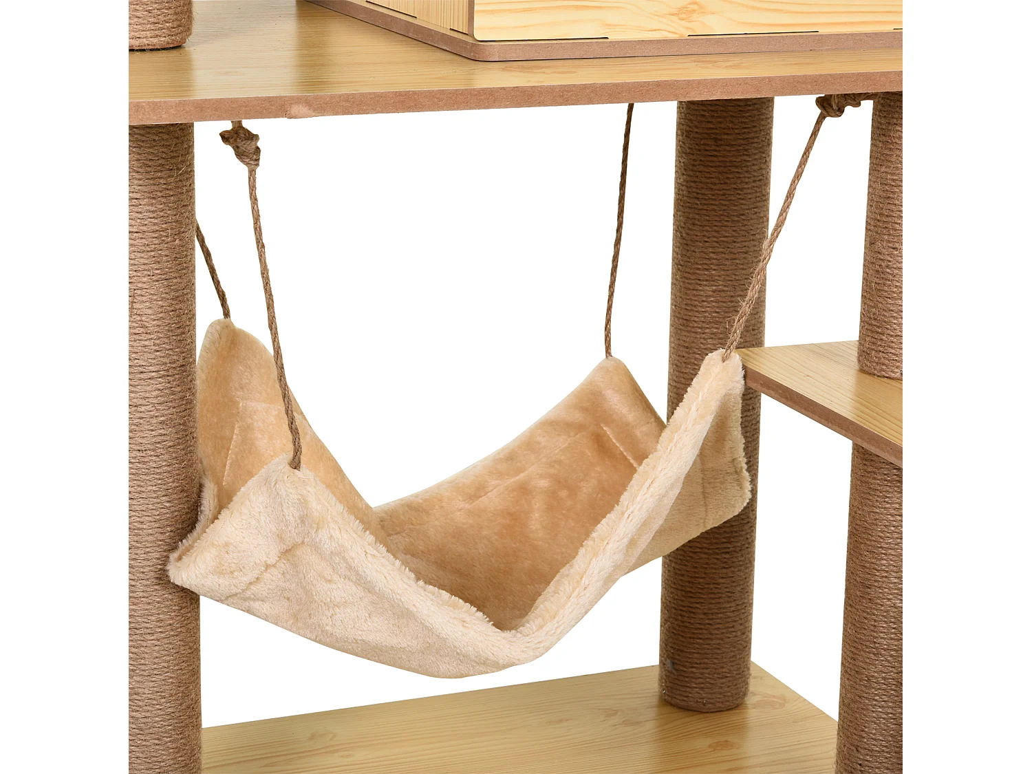 Albero tiragraffi per gatti con casetta, 2 lettini, amaca e pallina