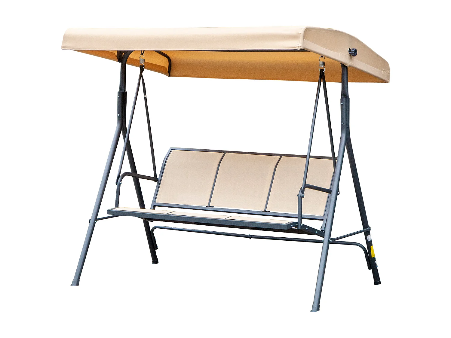 Dondolo da giardino da 3 posti con tettuccio parasole beige