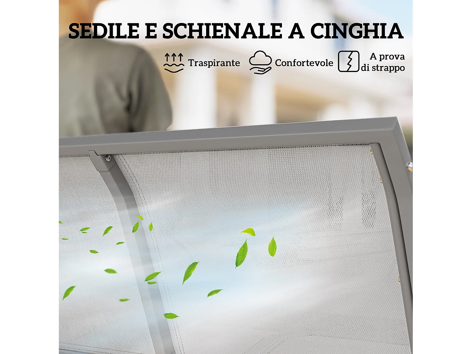 Dondolo da giardino 3 posti con tetto parasole grigio scuro