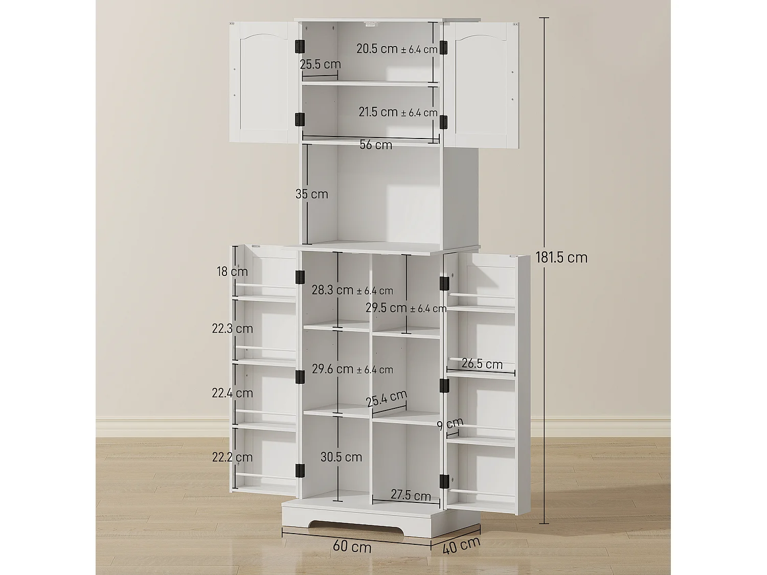 Credenza cucina stile country con 2 armadietti e portaspezie bianco