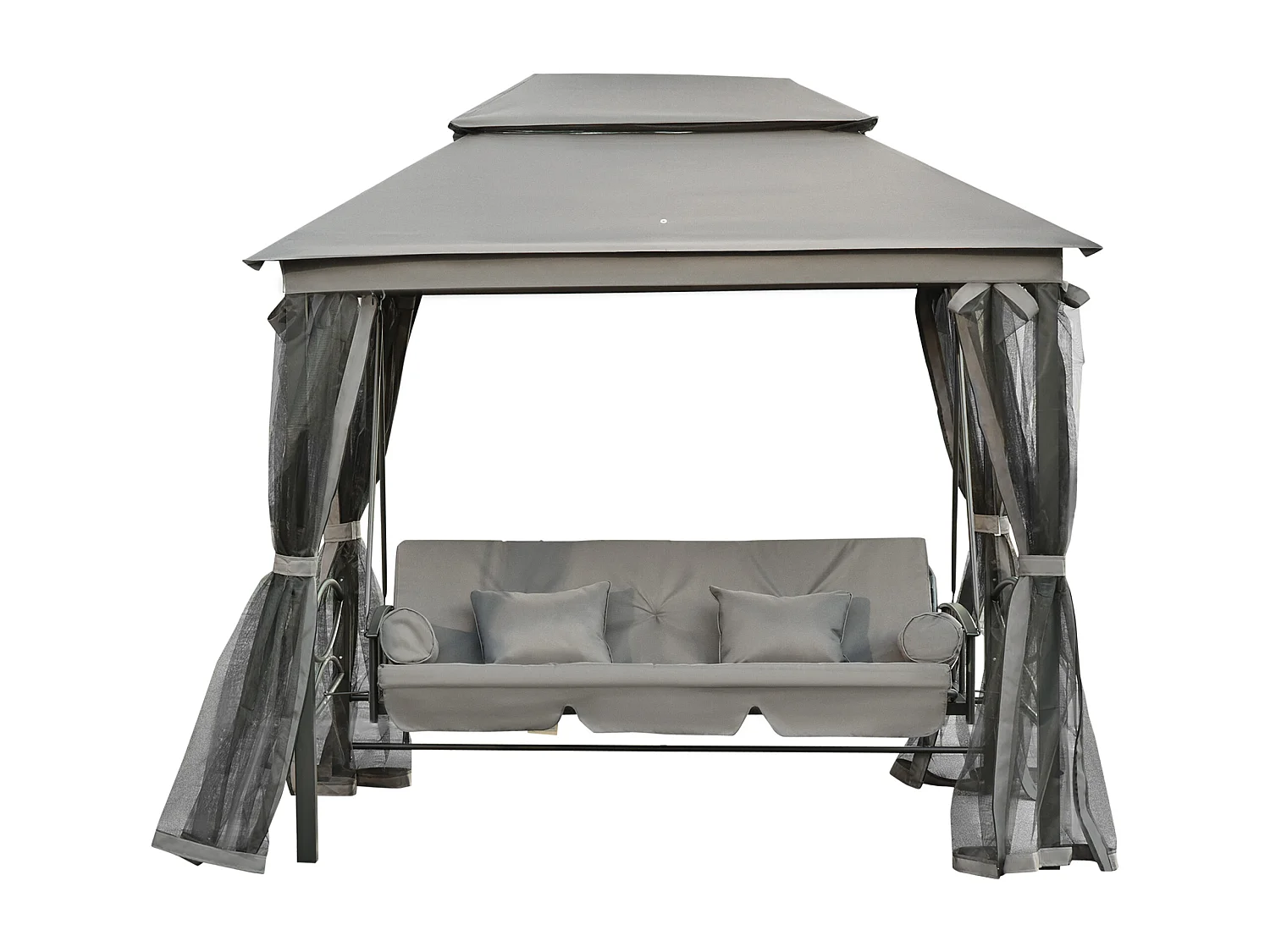 Dondolo 3 posti e lettino gazebo con zanzariera e cuscini