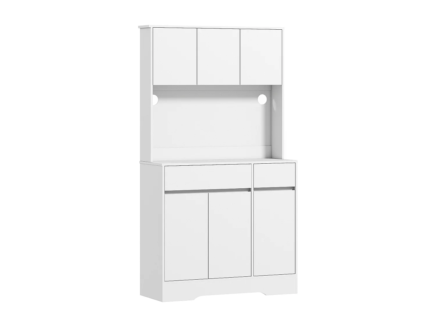 Credenza cucina alta 180 cm con 4 armadietti e 2 cassetti bianco