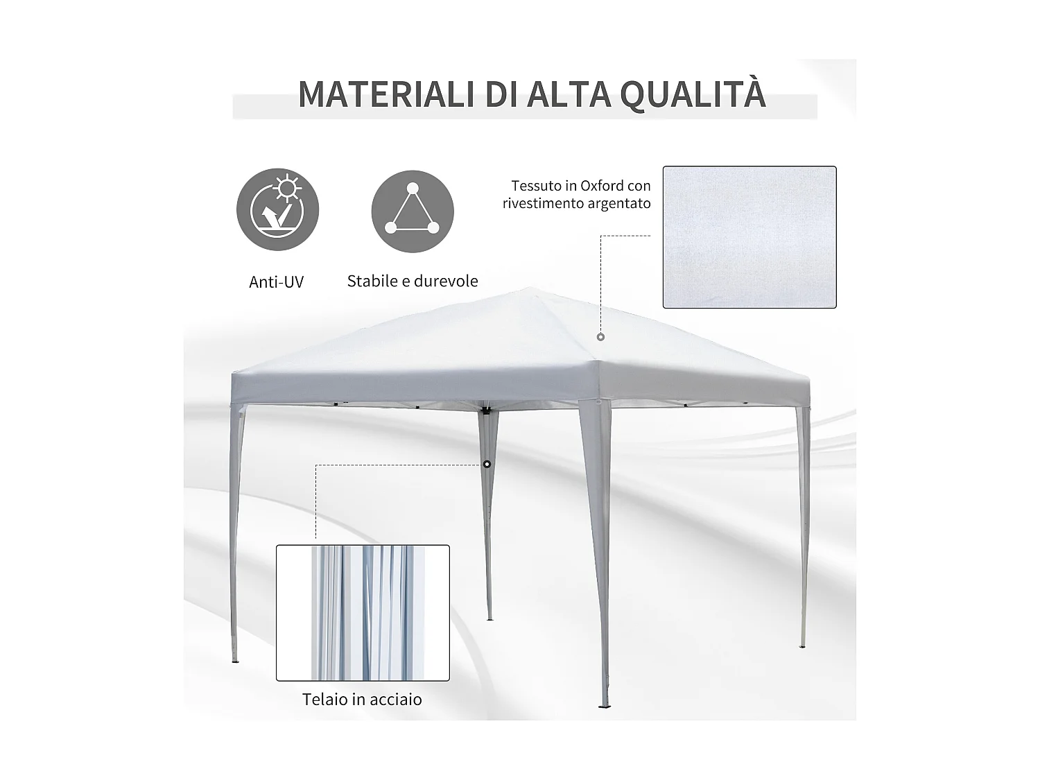 Gazebo Pieghevole con Corde e Picchetti da Giardino