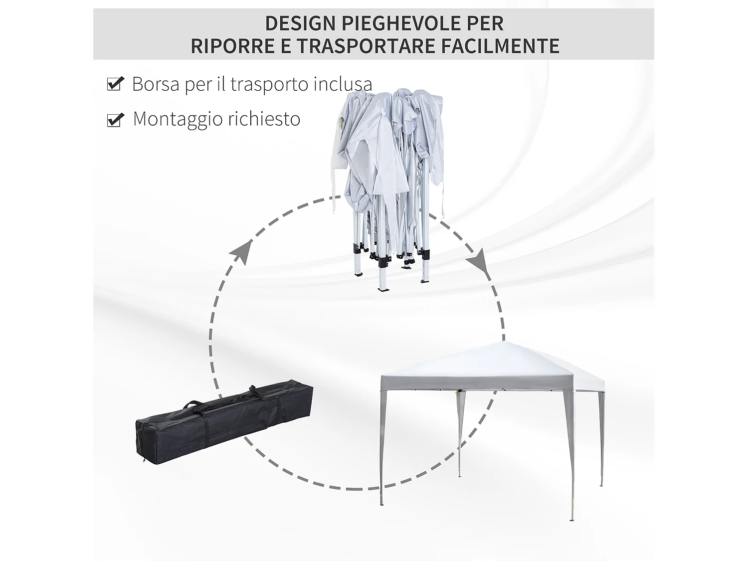 Gazebo Pieghevole con Corde e Picchetti da Giardino