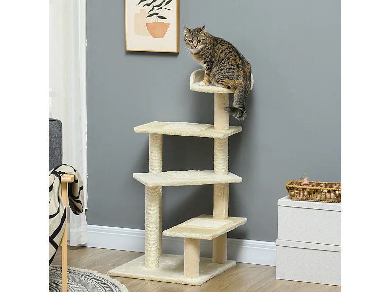 Trespolo per gatti multilivello tiragraffi in sisal e cuccia