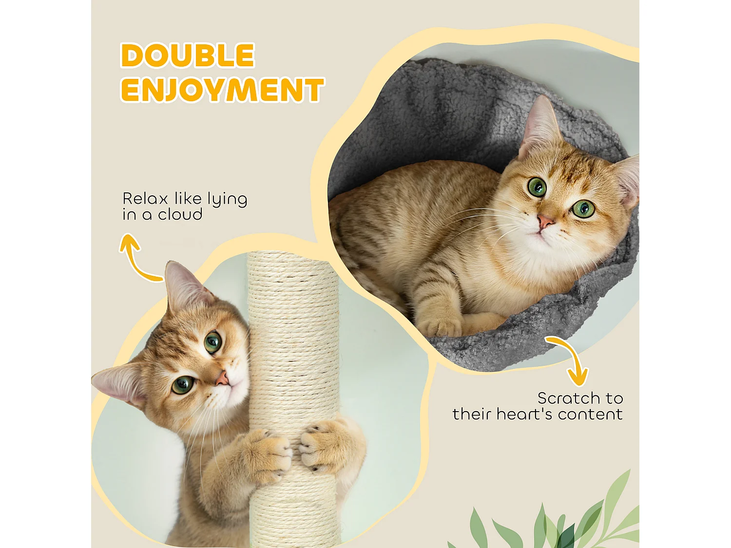 Albero per gatti alto a soffitto con amaca e casetta grigio scuro